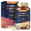 Vitamin B Complex Plus supplement bottle and packaging on a white background