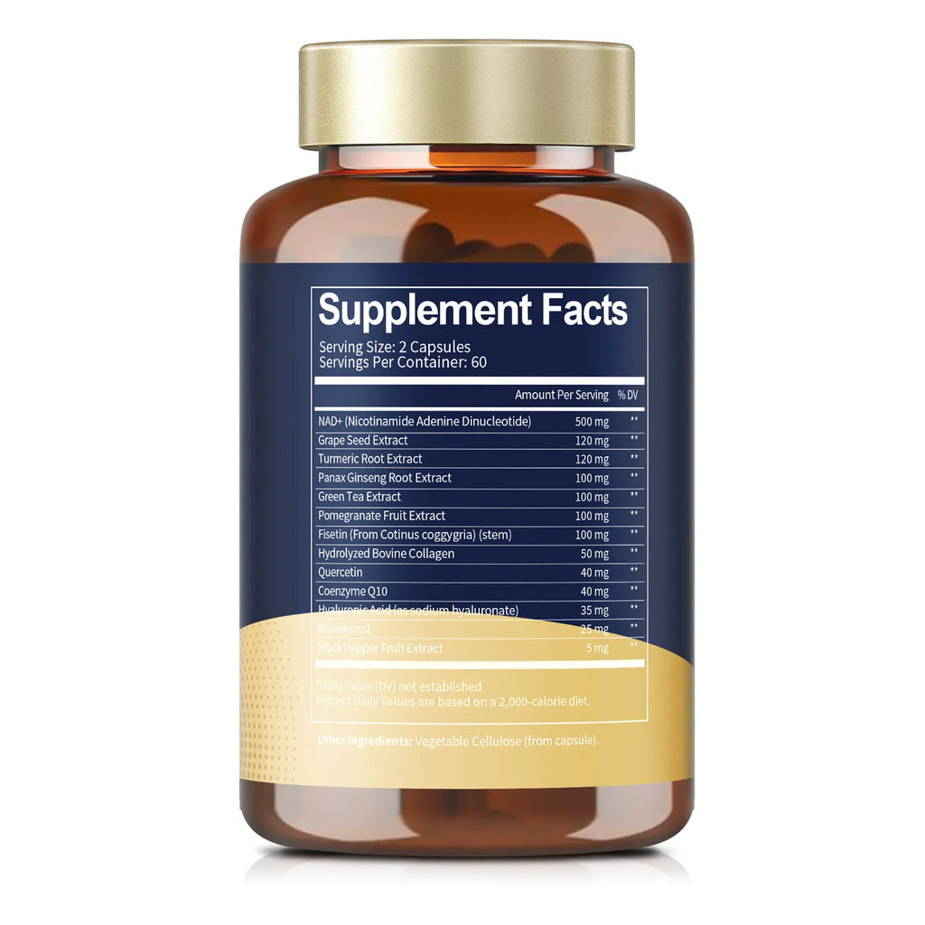 NAD Supplement for Women Men with nicotinamide riboside resveratrol,Quercetin, Betaine Boost NAD+ Levels NAD Plus Supplement for Anti Aging, Energy, Immune, Focus 120 Capsules